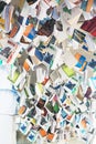 A pile of books hanging from the ceiling