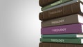 Pile of books on THEOLOGY, 3D rendering Royalty Free Stock Photo