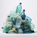 Pile of bottle plastic. Plastic pollution white background. Plastic bottles arrangement for ecology posters, environment