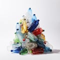 Pile of bottle plastic. Plastic pollution white background. Plastic bottles arrangement for ecology posters, environment