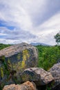 A pile of boulders, covered with lichen in the mountains of Sicily Royalty Free Stock Photo