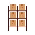 Pile boxes carton in shelf delivery icon