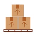 Pile boxes in stowages carton delivery icon