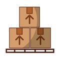 Pile boxes in stowages carton delivery icon