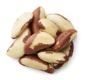 Pile of Brazil nuts on a white background. Top view Royalty Free Stock Photo