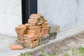 Pile of brick on construction site