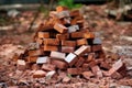 pile of bricks from a destroyed wall