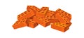 Pile of bricks. Heap or stack red stone square brick, building material, cartoon flat vector icon illustration Royalty Free Stock Photo