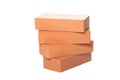 Pile of bricks isolated on white background with clipping path and copy space for your text