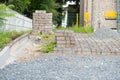 A pile of bricks for laying the road, Europe Royalty Free Stock Photo