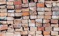 Pile of bricks. Old used texture. Close up picture. Royalty Free Stock Photo