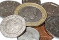 Pile of British coins closeup Royalty Free Stock Photo