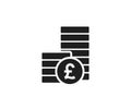 Pile of british pound sterling coins icon. vector finance and money symbol Royalty Free Stock Photo