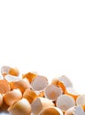 A pile of broken brown egg shells empty without protein.