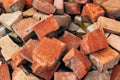 Pile of broken red clay bricks and construction debris Royalty Free Stock Photo