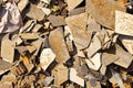 A pile of broken roof tiles from building demolition Royalty Free Stock Photo