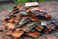 pile of broken roof tiles for repair or replacement Royalty Free Stock Photo