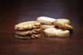 pile of brown cookies on table Royalty Free Stock Photo