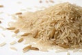 Pile of brown rice grains on a white background Royalty Free Stock Photo