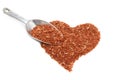 Pile of brown rice in heart shape