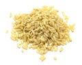 A pile of brown rice isolated on a white background, top view Royalty Free Stock Photo