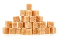 Pile of brown sugar cubes isolated on white background. Pieces of cane sugar Royalty Free Stock Photo