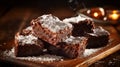 Delicious Rustic Renaissance Brownies With Powdered Sugar