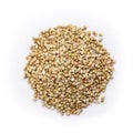 Pile of buckwheat seeds isolated on white background, closeup Royalty Free Stock Photo