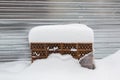 pile of building bricks in the winter under the snow Royalty Free Stock Photo