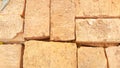 A pile of building materials, stack of new red bricks for construction are accurately put together Royalty Free Stock Photo