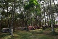 Pile of camping tents at the camp site Royalty Free Stock Photo