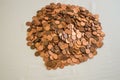 A pile of Canadian one cent coins Royalty Free Stock Photo