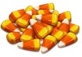 Pile of candy corn pieces featuring a distinct tricolor pattern. Each Royalty Free Stock Photo