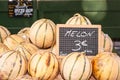 pile of cantaloupe melons, for sale, France Royalty Free Stock Photo