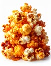 Pile of Caramel Corn and White Cheddar Popcorn on a White Background under Bright Studio Lighting Royalty Free Stock Photo