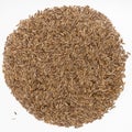 Pile of caraway seeds on gray ceramic plate Royalty Free Stock Photo