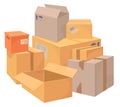 Pile of cardboard box. Delivery storage cartoon stack