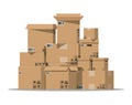 Pile cardboard boxes set