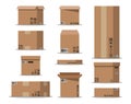 Pile cardboard boxes set