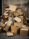 A pile of cardboard boxes torn and cled in a dumpster.. AI generation Royalty Free Stock Photo
