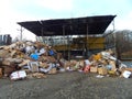 Pile of cardboard boxes waiting to be recycled