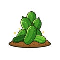 Pile of Cartoon Cucumbers on Soil Mound Illustration Royalty Free Stock Photo