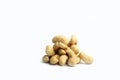 A pile of cashew isolated on white background. Image contains copy space