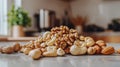 A Pile of Cashews, Walnuts, Almonds, and Peanuts Royalty Free Stock Photo