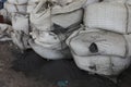 pile of cement bags in a factory, Jeddah, Saudi Arabia, feb 2020