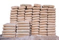 Pile of Cement in bags,neatly stacked for a construction project