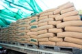 Pile of Cement in bags,neatly stacked for a construction project Royalty Free Stock Photo