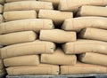 Pile of Cement in bags,neatly stacked for a construction project Royalty Free Stock Photo