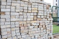 Pile of cement brick block Royalty Free Stock Photo