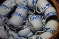 Pile of ceramic teacups and bowls close-up Royalty Free Stock Photo